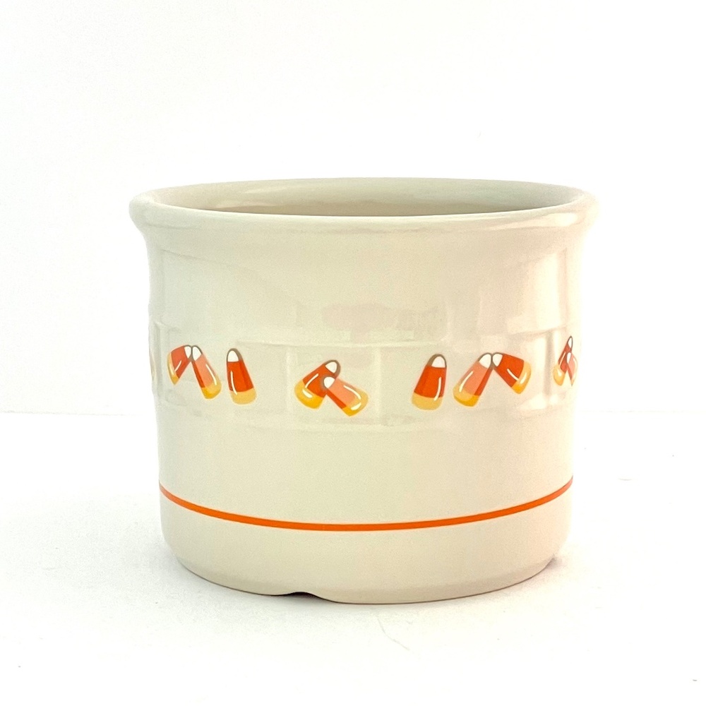 Longaberger Pottery Candy Corn retired one pint crock Halloween Fall Decor Bowl